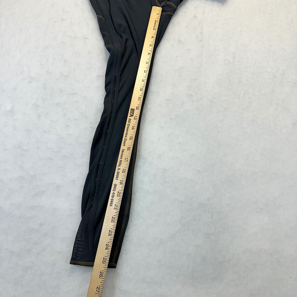Athleta High Rise Mesh Ladder Cutout Leggings Gray Gold Stitch XS 869241-04 FA17 - Picture 3 of 11